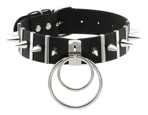 . Collar De Piel Punk Con Tachuelas Estilo Punk Gótico