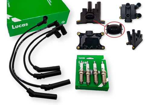 Imagen 1 de 8 de Kit Cables+bujias+bobina Ford Fiesta 02/08 1.6 8v Zetec Roca