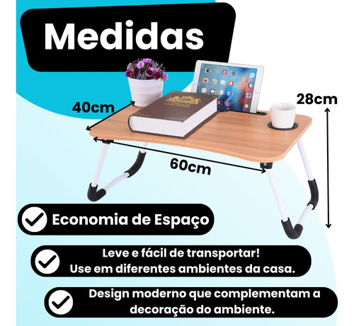 Mesa Portátil Dobrável P/ Notebook Home Office Cama Refeição