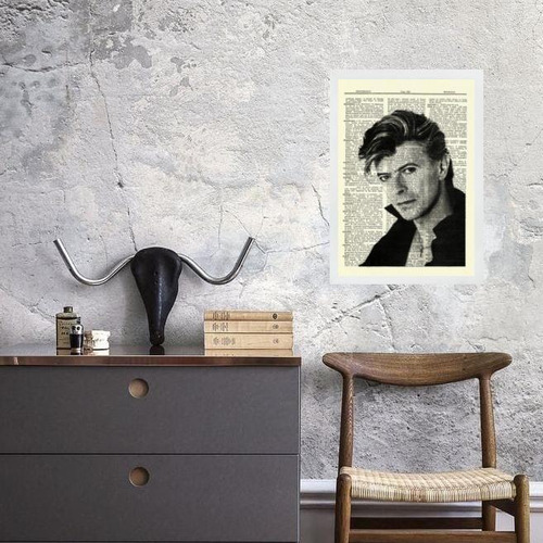 Quadro Vintage David Bowie 33x24cm - Com Vidro