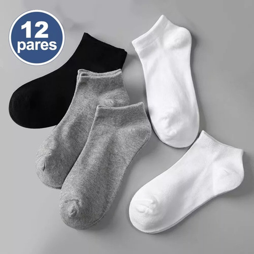 12 Pares De Calcetines Cortos Transpirables Negros