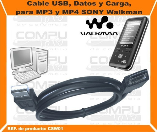 Imagen 2 de 6 de Mp4 Sony Walkman Cable Usb Datos Ref Csw01 Computoys Sas