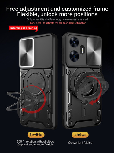 Funda Proteger Lente Rotación Andamio Para Oppo Realme +mica Plateado Realme C55