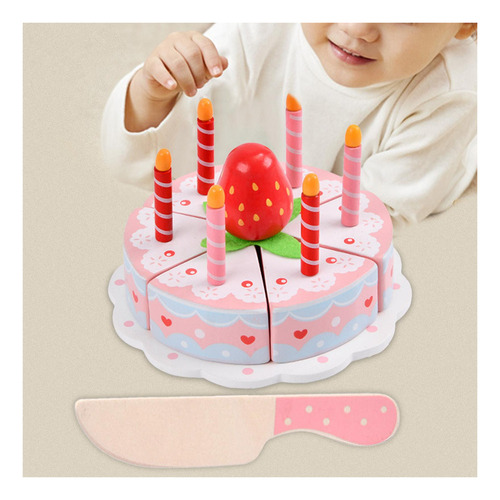 Pastel De Cumpleaños De Madera Juguete De Juguete Pastel De