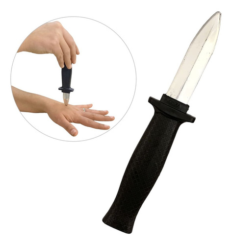 Faca Mágica Retrátil Canivete Maluco Para Truque E Pegadinha Cor Preto/cromado