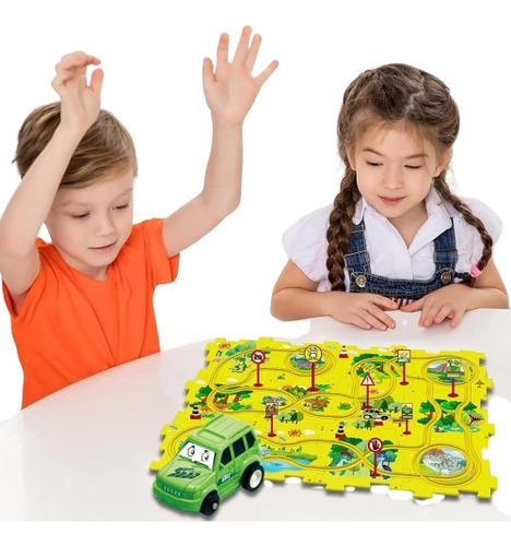 Puzzle Pista De Coche Dinosaurio Montessori 3-6 Años