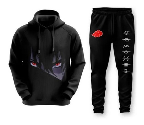 Conjunto Buzo + Pantalon Full 3d  Naruto Itachi Shinobi