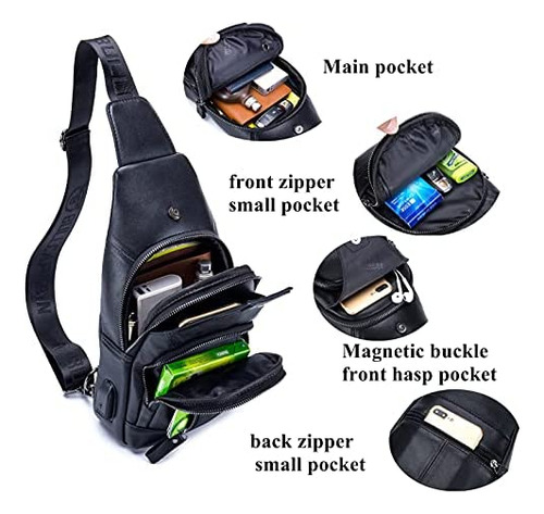 Bullcaptain Bolso Bandolera Para Hombre Con Puerto De Carga