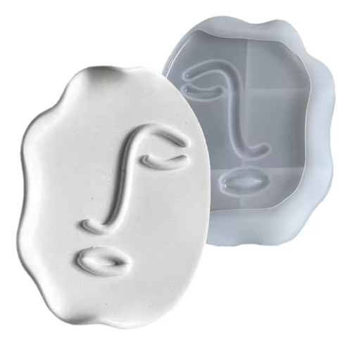 Molde De Silicona Para Charola Con Forma De Cara Yeso Cement