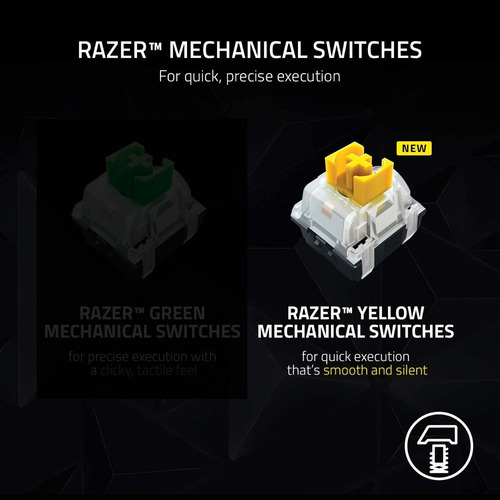 Teclado gamer Razer Black Widow BlackWidow V3 QWERTY Razer Yellow inglés US color negro con luz RGB
