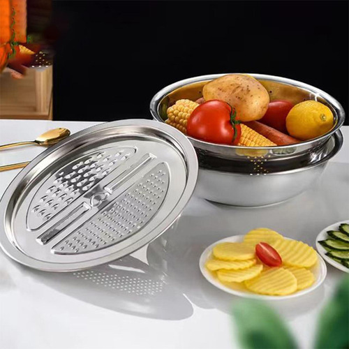 3 In 1 Gadgets Stainless Steel Basin With Grater 26cm