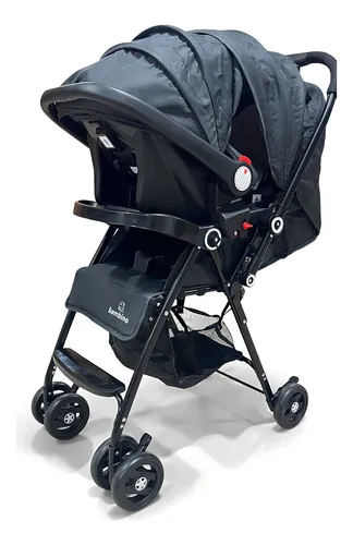 Coche Bebe Bambino Paseador Travel System Silla 3 En 1 Plegable Color Negro