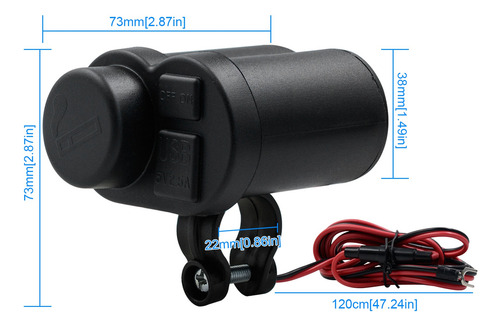 Cargador Usb Para Motocicleta, 12 V, Doble Conector Usb, Imp