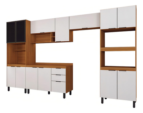 Cozinha Completa Sophia 14 Portas 2 Gavetas Marrom/branco - Cor Branco