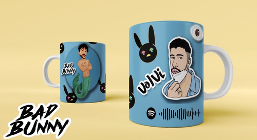 10 Plantillas Bad Bunny 01 Taza Sublimacion Psd Editbale Png