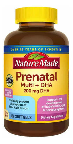 Multivitamínico Prenatal (150 Cápsulas) + Dha Nature Made Sabor S/N