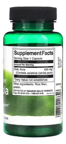 Centella asiática centella asiática 435 mg Swanson 60 cápsulas