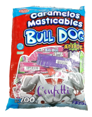 Caramelo Masticable Ácido Bull Dog X 700 Grs