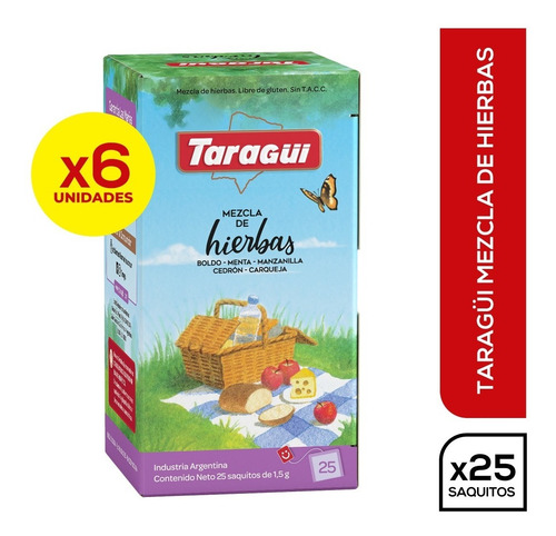 Mezcla De Hierbas Taragüi 25 Saq X 6 Unidades