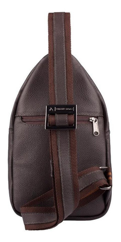 Mini Mochila Transversal De Couro Legítimo Jeff Café Desenho Do Tecido