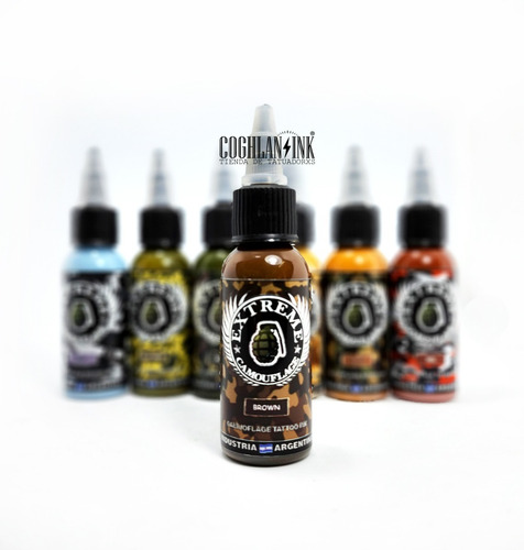 Imagen 4 de 10 de Tinta Tattoo Extreme Set Camouflage X 7oz Tatuajes Tatuar