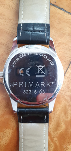 Reloj De Hombre Primark - Números Romanos Y Malla De Cuero Negro Plateado Negro