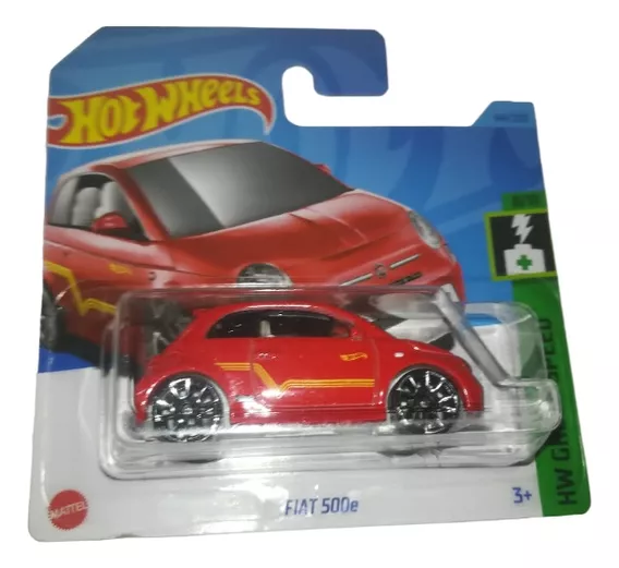 Fiat 500e Rojo Hot Wheels 1/64 Tarjeta Corta