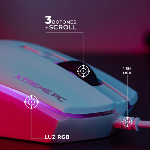 Kit Gamer 2 En 1 Xtreme Pc Battle Chief Teclado Mouse Blanco