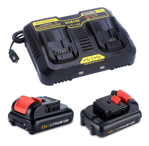 Biswaye Cargador Dual Dcb102 Repuesto Para Dewalt 12 20v