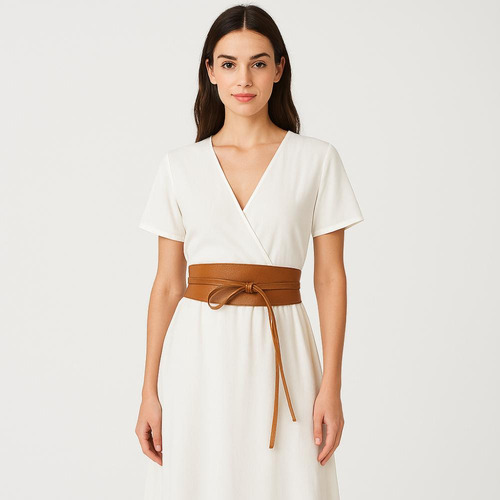 Cinto Faixa Feminino Couro Legítimo Cor Amarelo