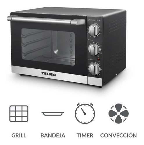 Imagen 2 de 4 de Horno de mesa eléctrico Yelmo YL-70C 70L gris antracita 220V