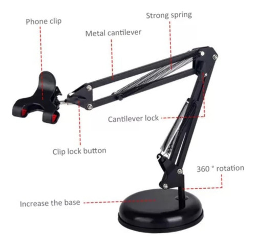 Soporte Celular Brazo Tablet Escritorio Universal Ajustable