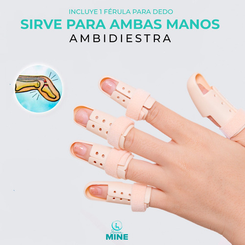 Férula Dedo Stack (1 Pza): Sujeción Firme Con Velcro, Alivio Color Beige Talla L