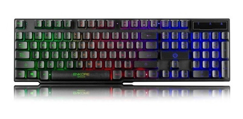 Teclado Gamer Semi Mecánico Brain Enkore Led Rainbow