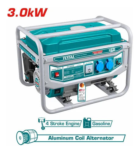 Generador A Nafta Total 3000w Motor 4 Tiempos OHV Tanque 15 Litros Peso 43Kg TP130005
