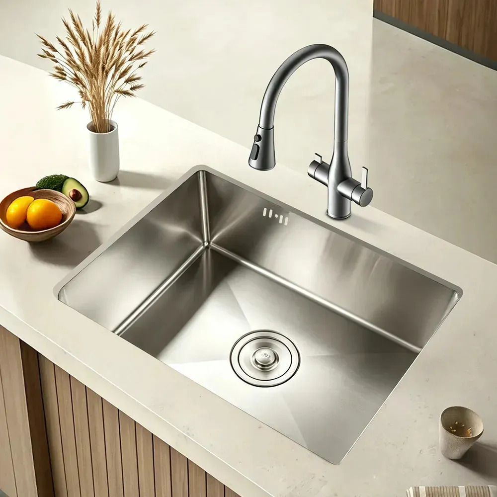 Cuba Pia de Cozinha Gourmet Inox Aço Inoxidável Anti-ruído com Cesto Escorredor Acessórios e Válvula de Drenagem Alta Durabilidade WINDA
