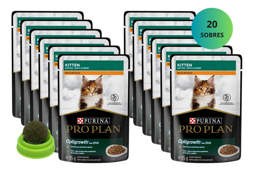 Paquete Pro Plan 20 Pouches Gatito Kitten 85gr +