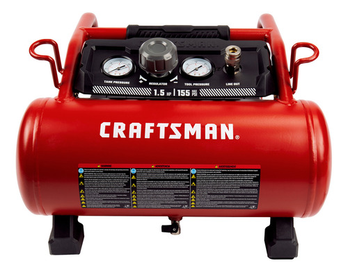 Craftsman Cmxecxa0200341 compresor de aire 3 galones 1.5 Hp máx 155 Psi sin aceite portátil color rojo