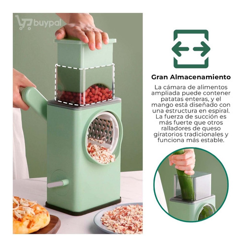Imagen 7 de 7 de Picador Rayador Cortador Verdura Vegetales Queso 3 En 1