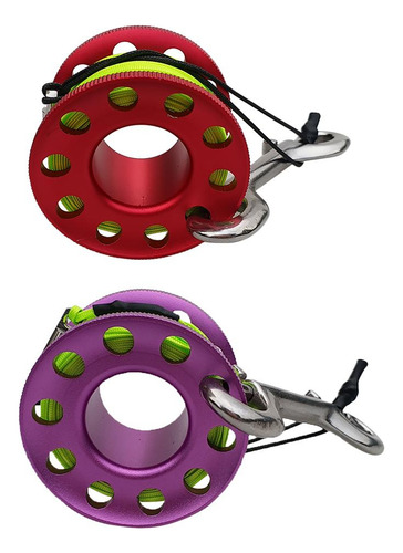 2pcs Carrete De De Buceo Con Clips De Doble Extremo 15 M