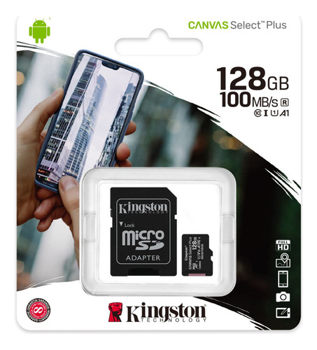 Memoria Micro Sd 128gb Kingston Para Celulares Y Camaras 