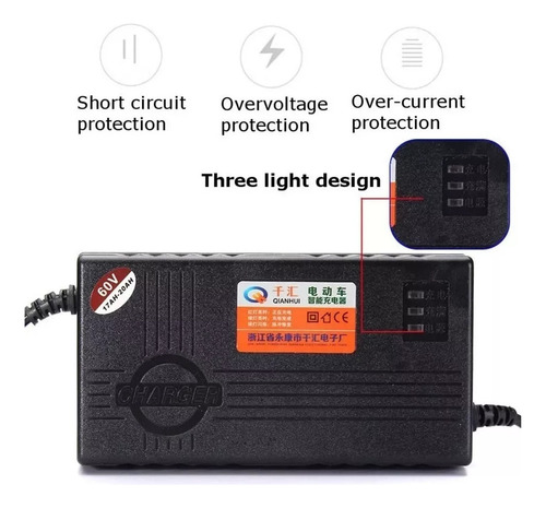 Carregador De Bateria 60v 20ah 2.5a Para Scooter Elétrica