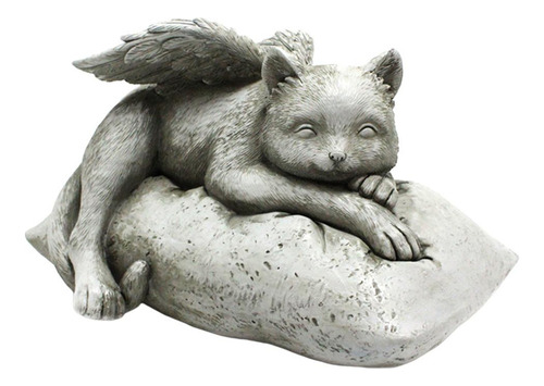 Estatua De Mascota De Ángel, Lindo Gato Durmiendo En Ala De