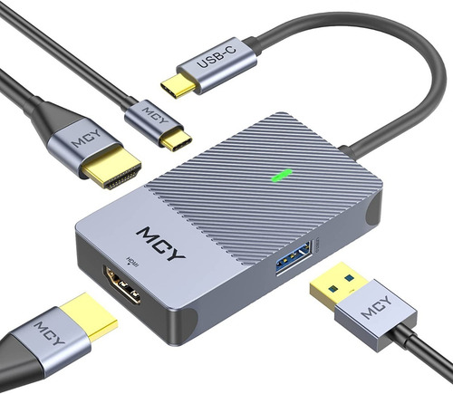 Imagen 1 de 7 de Hub Usb-c - 4 En 1 - 1 Usb-a - 1 Usb-c Pd - 2 Hdmi 4k - Mac