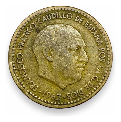 Antigua Moneda De España De 1 Peseta Año 1963 (Usado)