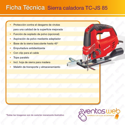 Imagen 7 de 9 de Sierra Caladora Electrica Manual Einhell Maletin + Set Bosch