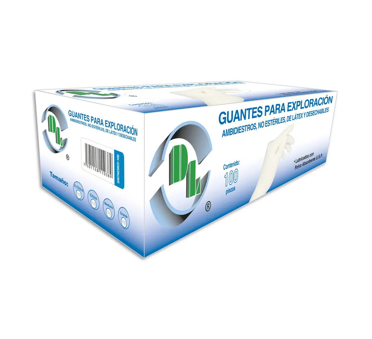 Guantes De Látex DL Gemed No Estéril Para Examen Médico Talla Mediano Color Blanco Pack/100pzs