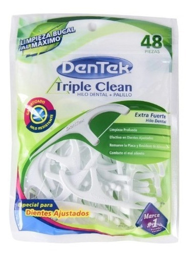 Dentek Hilo Dental + Palillo Triple Clean 48pzas