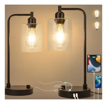 Comprar Lamparas De Mesa Regulable Pantalla Cristal 2usb Pack2 Uea