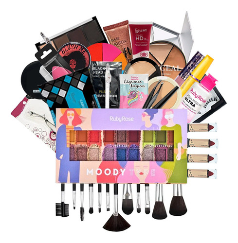 Maleta Maquiagem Completa Ruby Rose A Mais Completa + Brinde